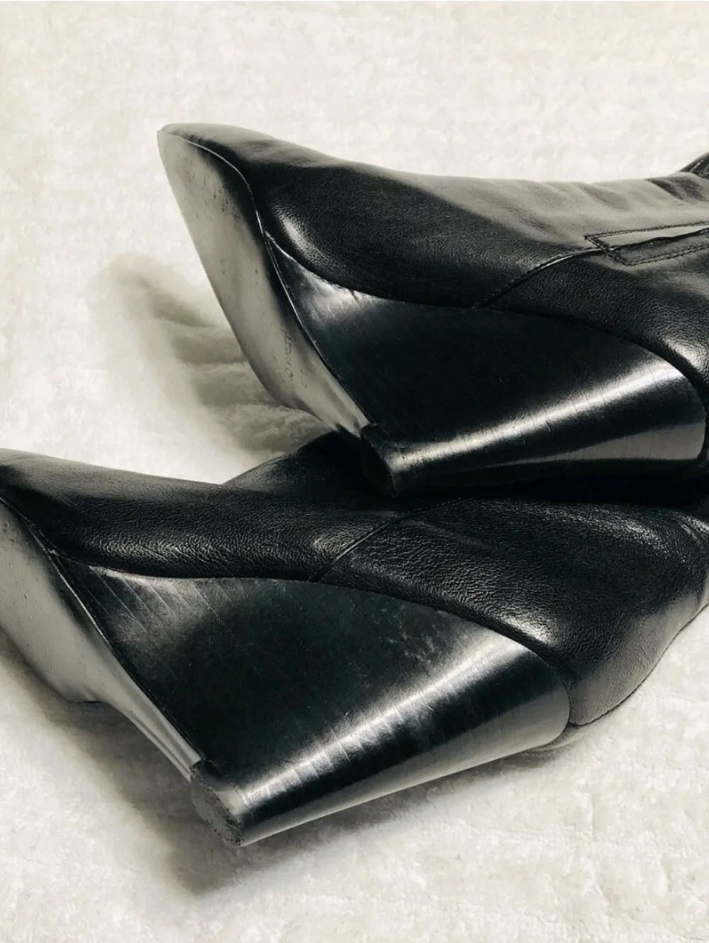 Nine West Black Vernese Genuine Leather Pointy Mid-Calf Boot . Size 9 1/2 M - Picture 4 of 9